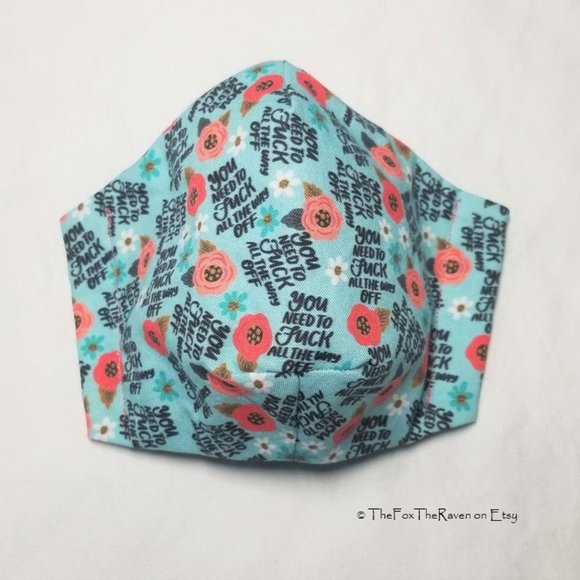 Pretty Flowers and Swears Fitted Face Mask - Picture 3 of 9